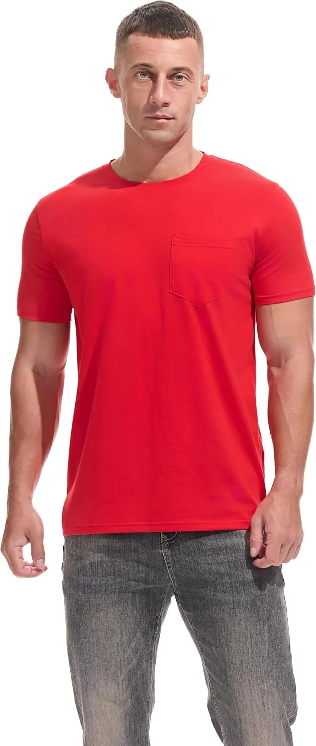 Men's Ultra Soft Premium Cotton Pocket T-Shirt Classic Fit Lightweight Cooling Short Sleeve Casual Tee Shirt