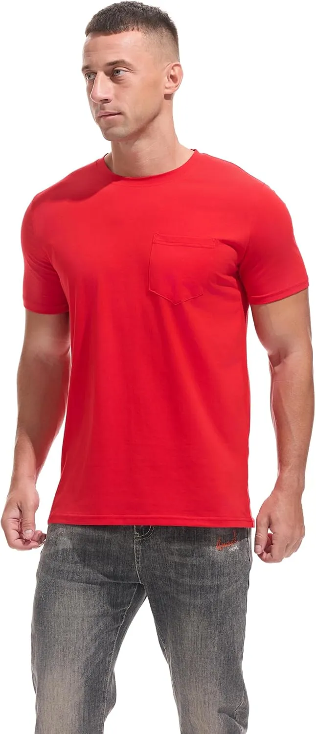 Men's Ultra Soft Premium Cotton Pocket T-Shirt Classic Fit Lightweight Cooling Short Sleeve Casual Tee Shirt