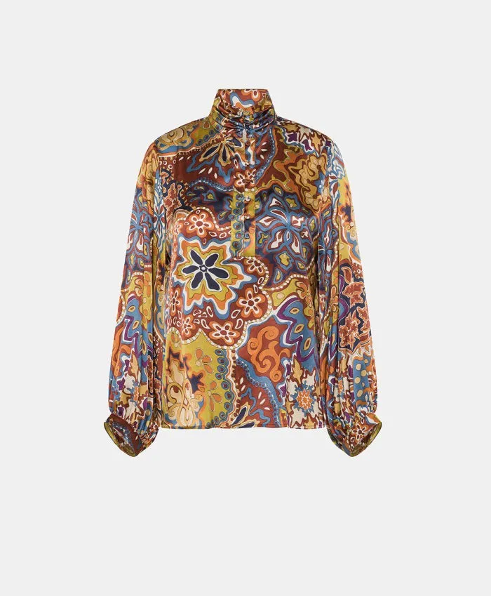 MOMONI - THIERRY BLOUSE IN PRINTED STRETCH SATIN