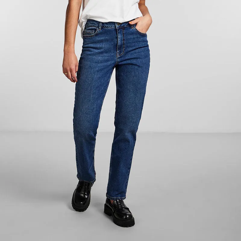 Pieces Straight Leg High Waist Jeans