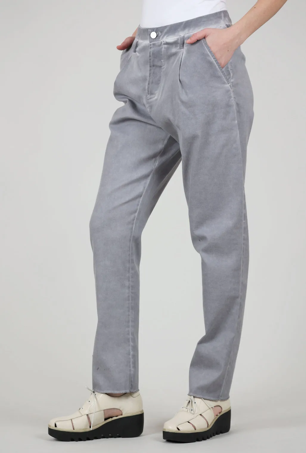 Pleat Detail Stretch Trouser, Anthracite