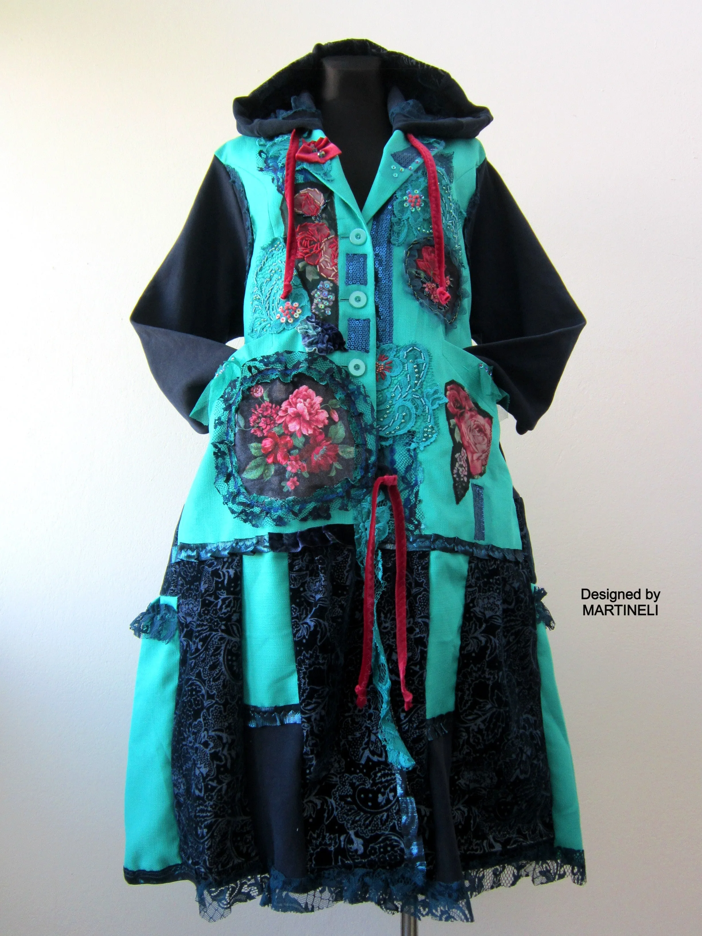 Plus Size Hooded Coat,3XL Turquoise Coat,Long Sweatshirt Coat