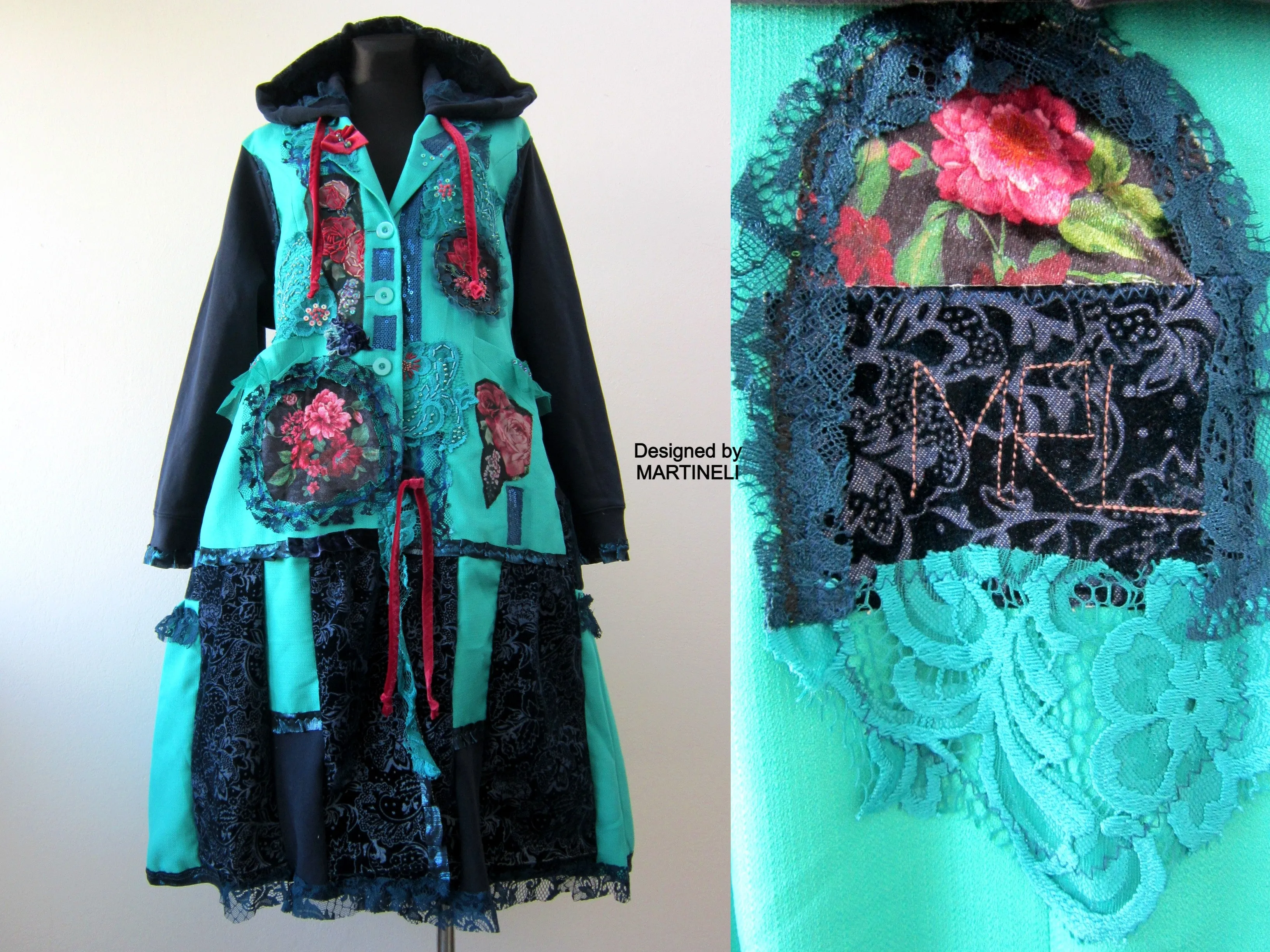 Plus Size Hooded Coat,3XL Turquoise Coat,Long Sweatshirt Coat