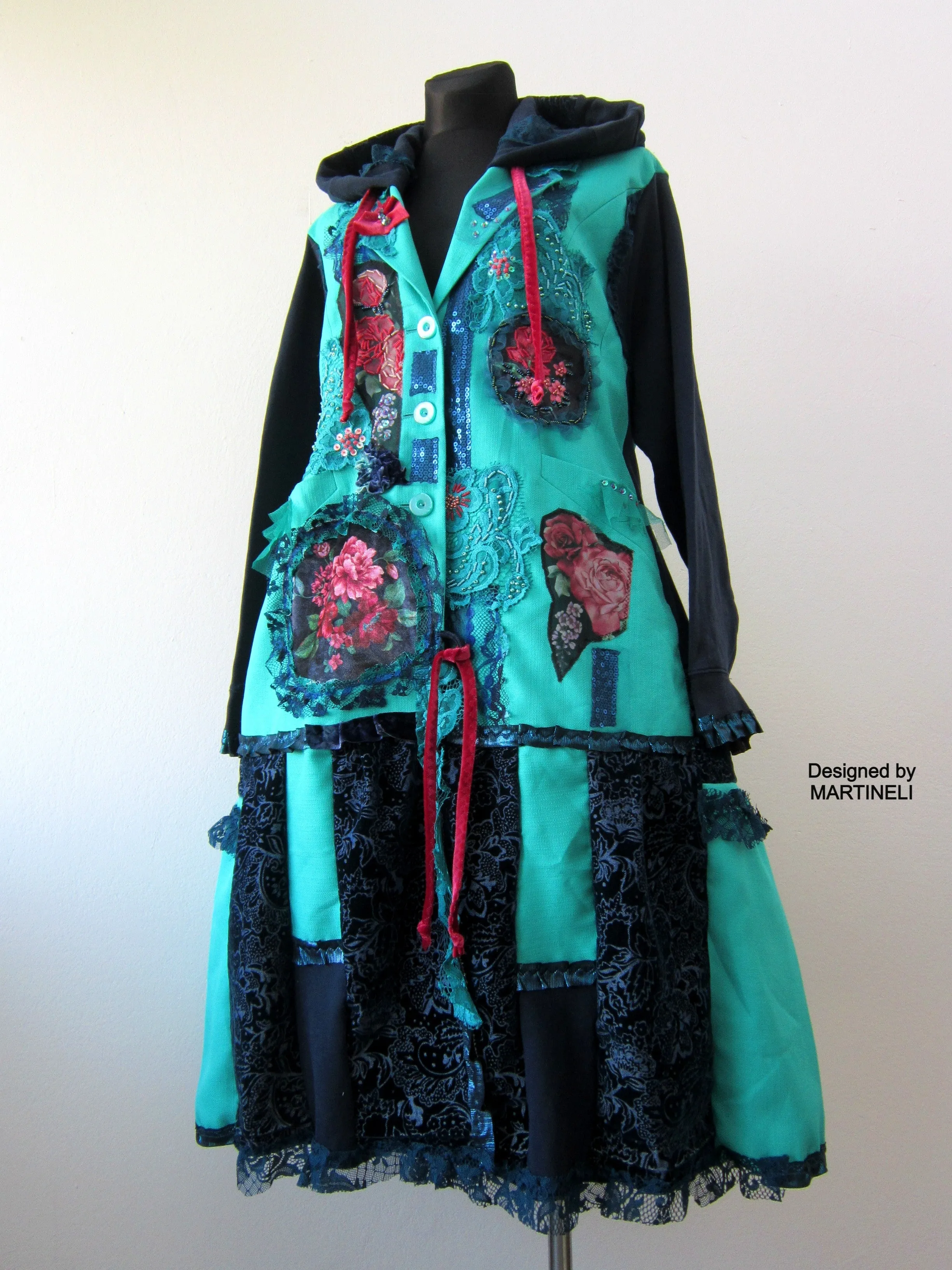 Plus Size Hooded Coat,3XL Turquoise Coat,Long Sweatshirt Coat