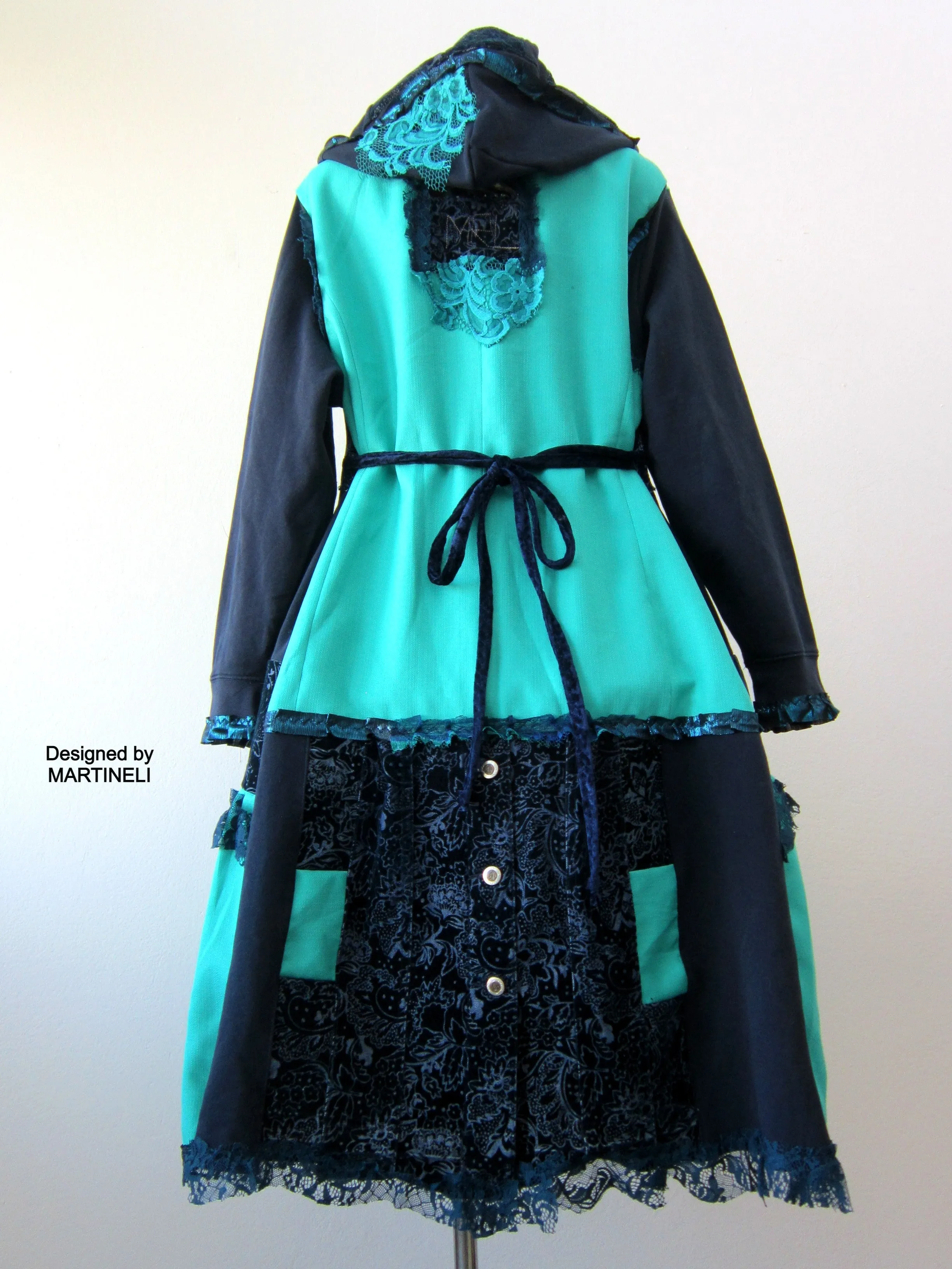 Plus Size Hooded Coat,3XL Turquoise Coat,Long Sweatshirt Coat