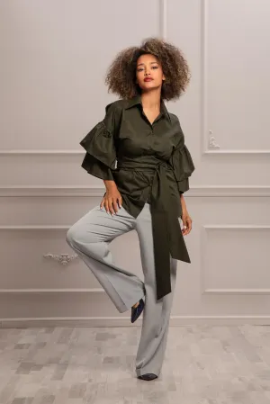 RUFFLED SLEEVES BLOUSE