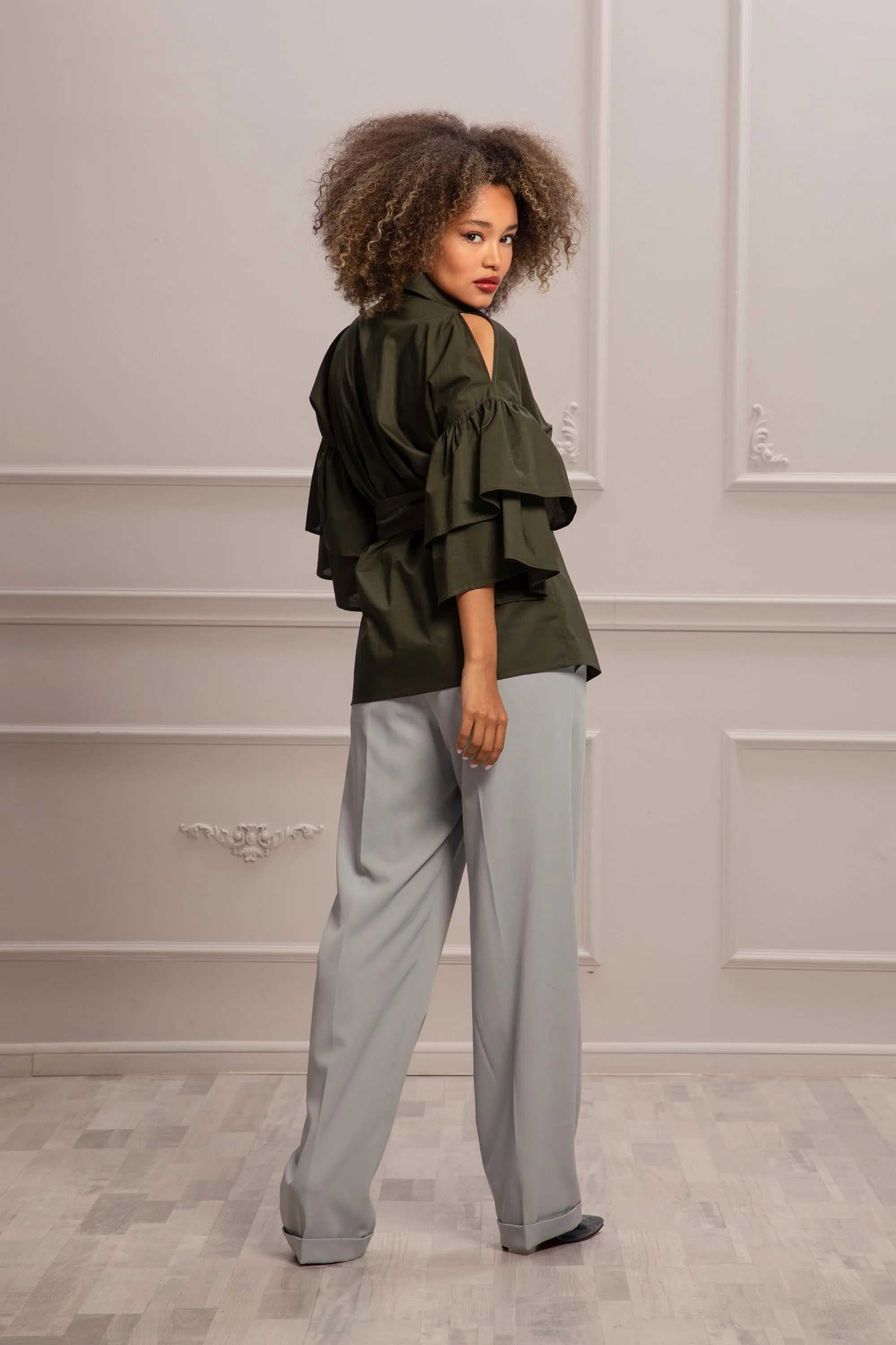 RUFFLED SLEEVES BLOUSE