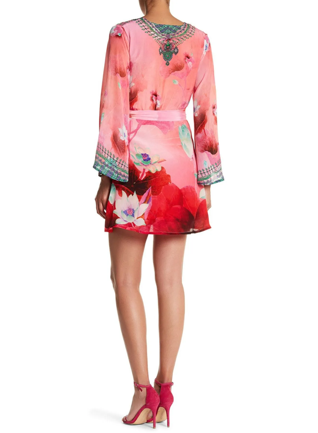 Short Floral Belted Wrap Dress