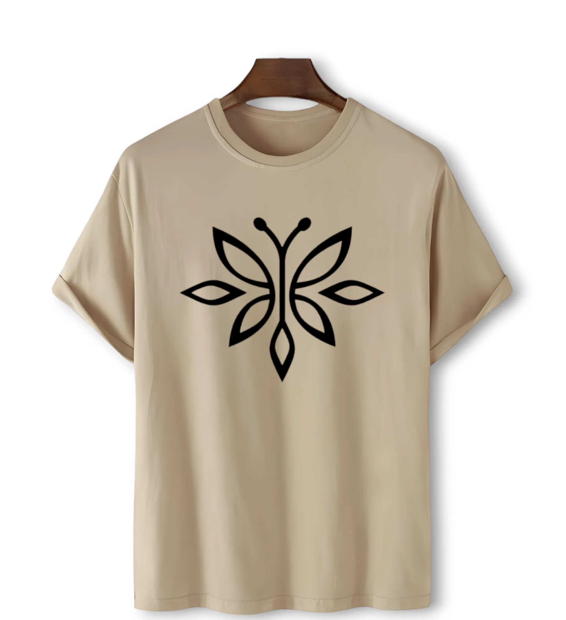 Summer beige Printed T-shirt For Women's