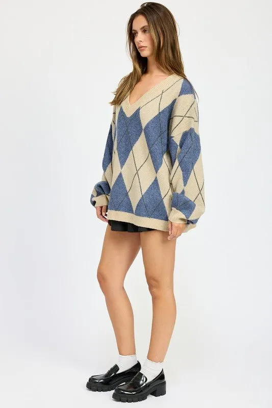 Tan Argyle Sweater