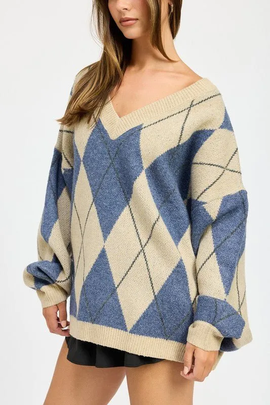 Tan Argyle Sweater