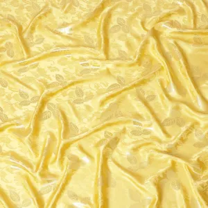 Tuscany yellow Premium pure silk crepe fabric with same tone jacquard and gold metallic lurex in dot design-D14634