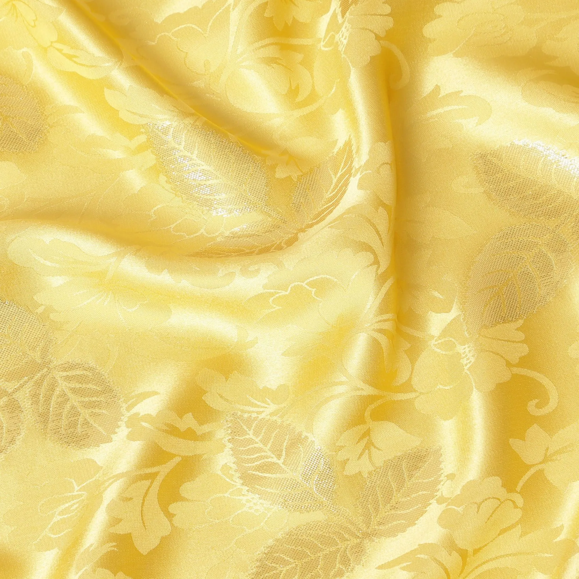 Tuscany yellow Premium pure silk crepe fabric with same tone jacquard and gold metallic lurex in dot design-D14634
