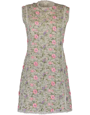 Tweed Floral Flocking Dress