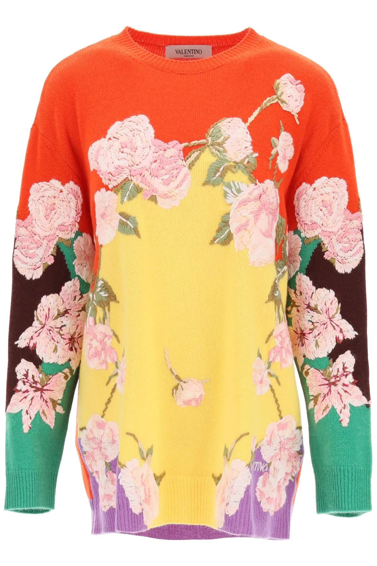 Valentino Floral Embroidered Wool and Cashmere Sweater
