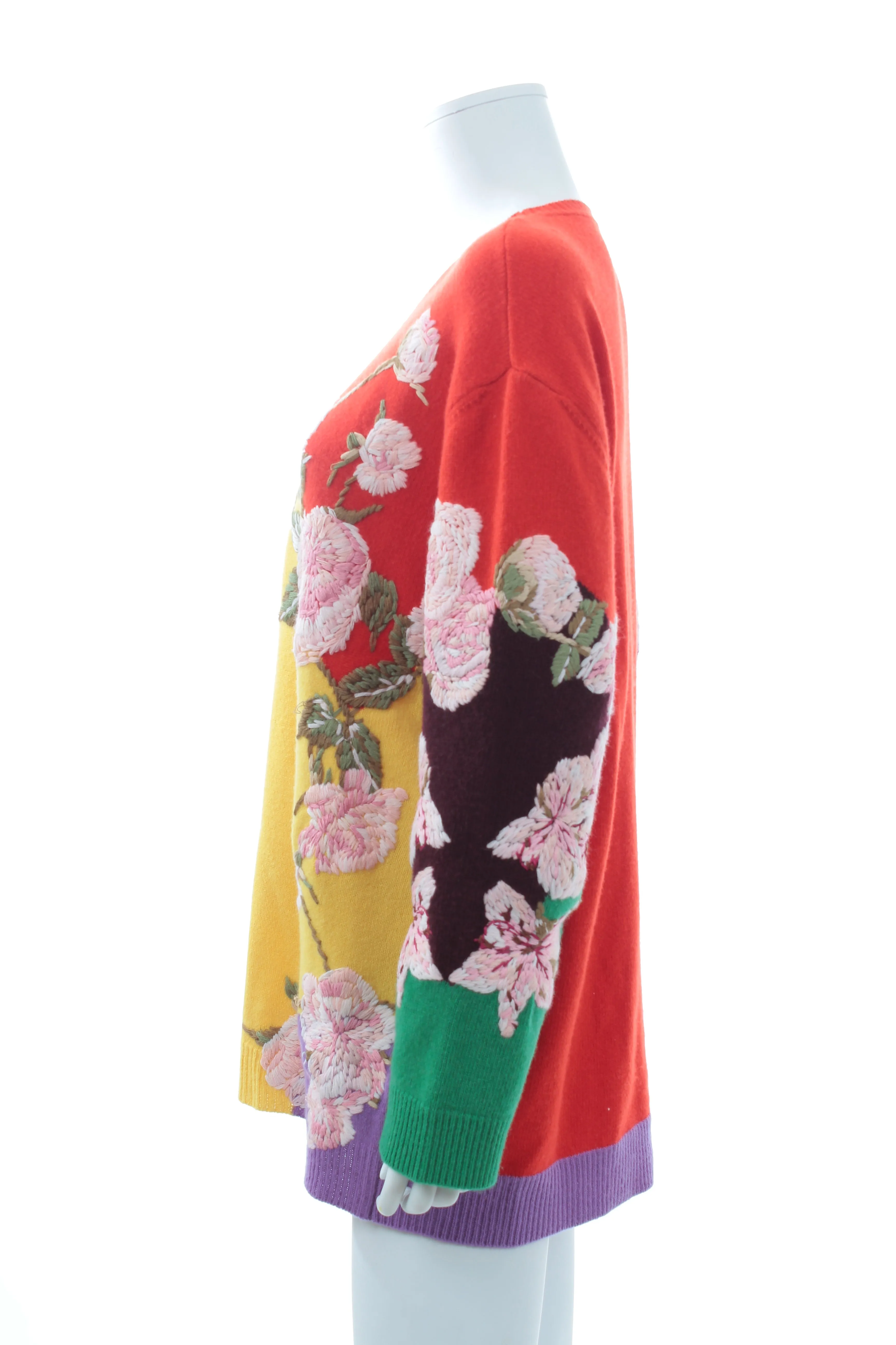 Valentino Floral Embroidered Wool and Cashmere Sweater