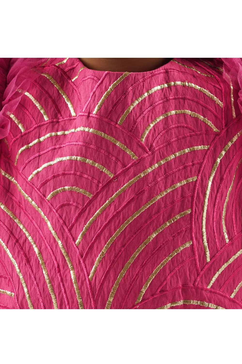 Wine Ruffled Sleeved Cotton Satin Top With Lehenga Set