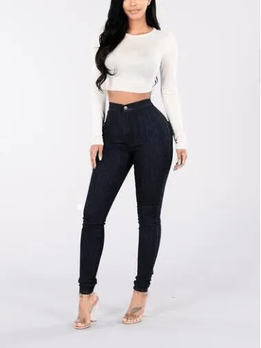 Women Skinny Jeans High Waist Blue