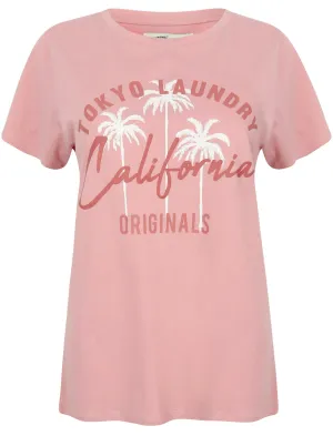 Womens Crew Neck Cotton Jersey T-Shirt In Pink - Tokyo Laundry