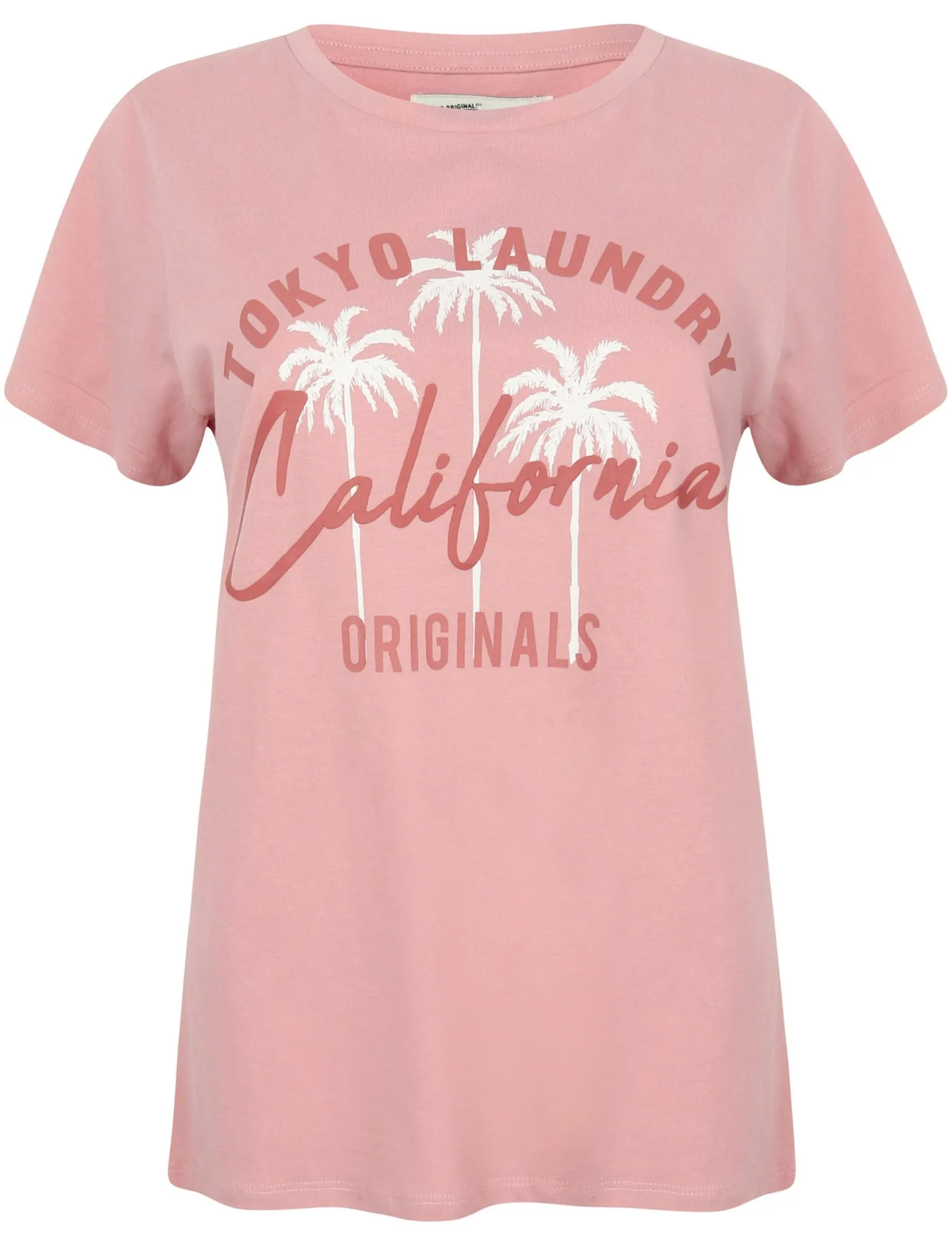 Womens Crew Neck Cotton Jersey T-Shirt In Pink - Tokyo Laundry