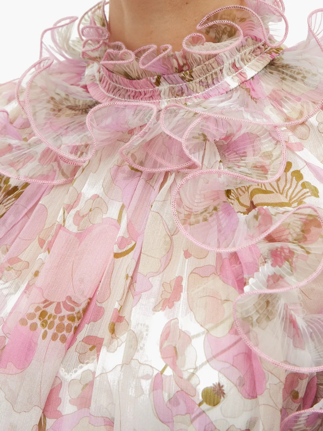 Zimmermann Super Eight Silk Ruffled Blouse - Runway Collection