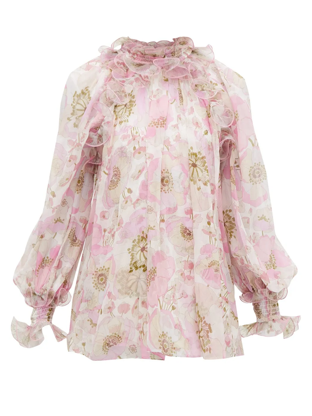 Zimmermann Super Eight Silk Ruffled Blouse - Runway Collection